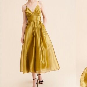 Elegant Olive Green Spaghetti Strap Dress